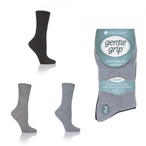 Gentle Grip 3 pack Diabetic Plain Grey Shades
